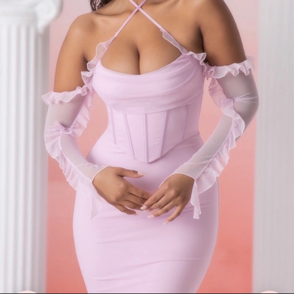 Oh Polly Lilac Bodycon Dress with Ruffles